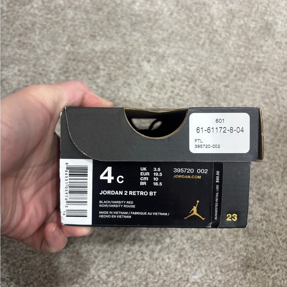 Nike Air Jordan 2 Retro Toddler Shoes Black/Red Size 4C Toddler Sneakers - Picture 3 of 9